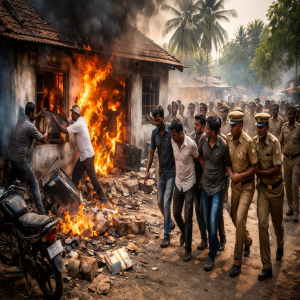 மாணவி மாயம்: கோபத்தில் வாலிபர் வீட்டை சேதப்படுத்திய ஊராட்சி மன்ற தலைவர் உட்பட 4 பேர் கைது – போலீசார் தீவிர விசாரணை.