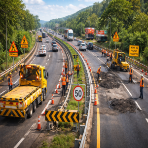 திண்டிவனம் – சாலை பாதுகாப்பு பணிகள் தீவிரம்.